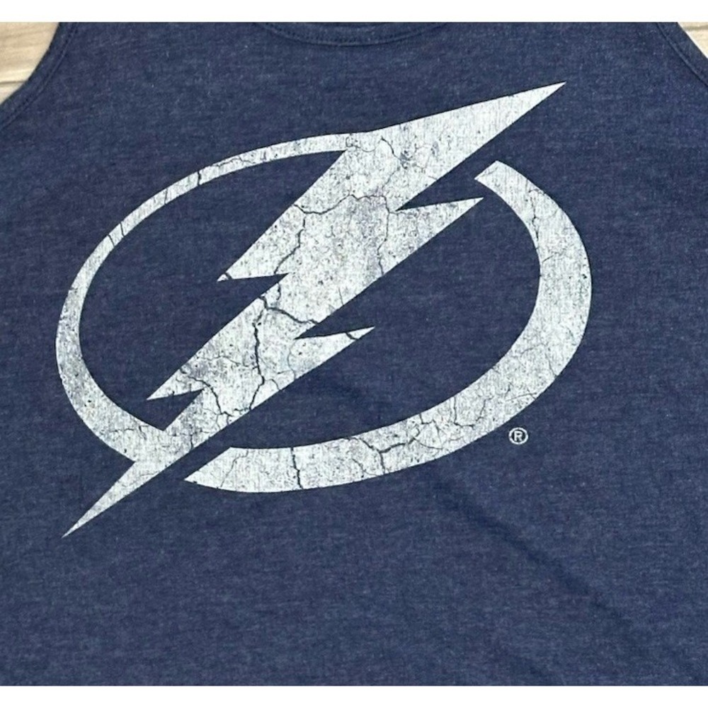 Tampa Bay Lightning Calhoun Women's Racerback Tank, Blue, Distressed Logo, XL - Picture 2 of 3